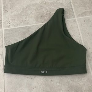 XS - Set Active - Like New - Sportsbody One Shoulder Bra Army Green
